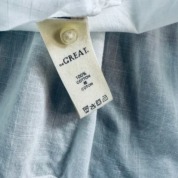 THE GREAT. Splendor Top White Puff Sleeve Cotton Size 0 / Small - Picture 8 of 9